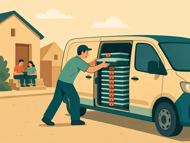 Storyboard panel 2: Return. Nested empties ride back in the van.