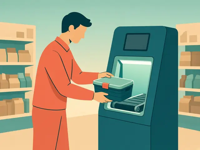 Storyboard panel 2: Insert. Feed them into the return point, like a bottle-deposit machine.